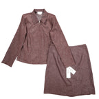 AGB Byer California Skirt Suit Set 12 Brown Crocodile Embossed Zip Jacket Skirt - take2supply
