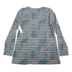 Erin London Top Womens Large Blue Grey Striped Long Sleeve Crew Neck - take2supply