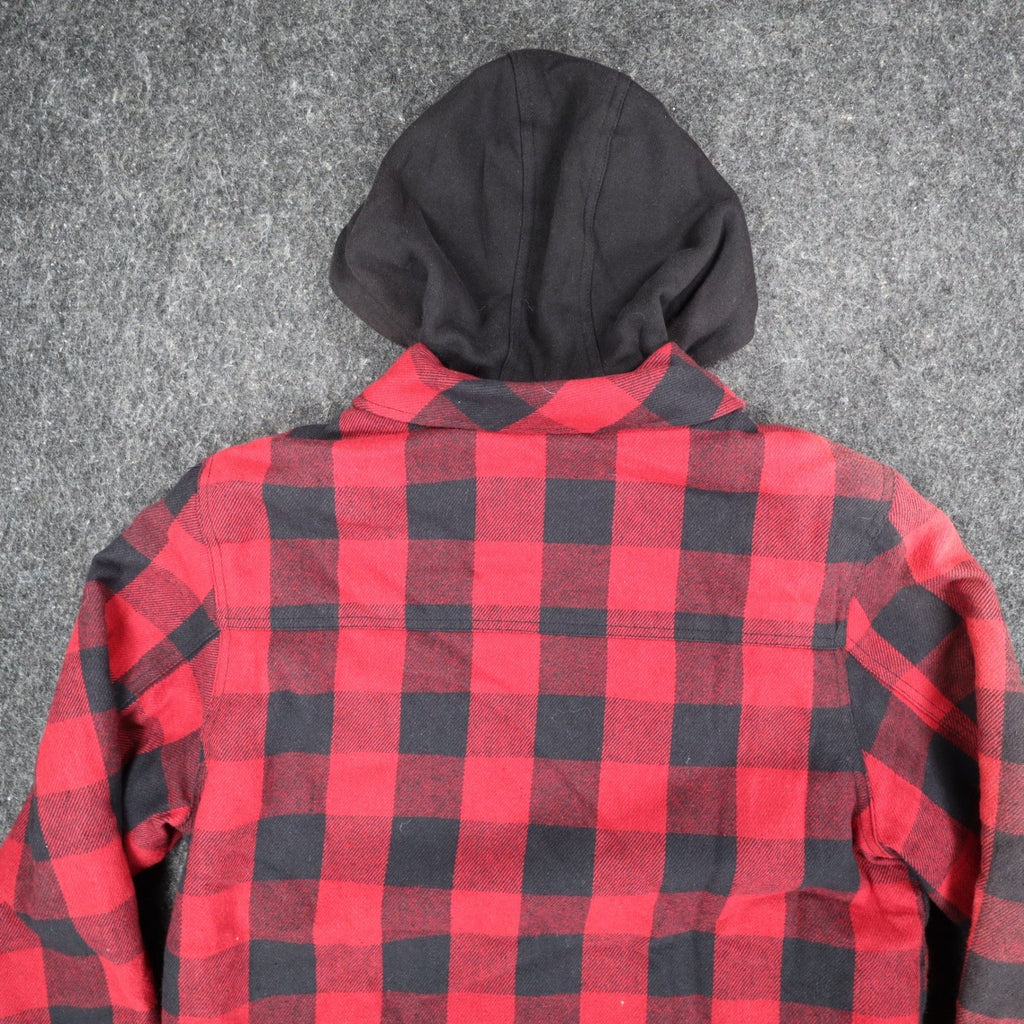 Dickies Rancher Jacket Mens Medium Red Black Buffalo Plaid Detachable Hood NWT - take2supply