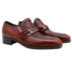 Fortune Loafers Mens 10 Vintage Brown Leather Moc Toe Bit Dress Shoes Deadstock - take2supply