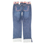 Tommy Hilfiger Jeans Womens 10 Y2K Blue Stretch Low Rise Slim Floral Belt C789 - take2supply