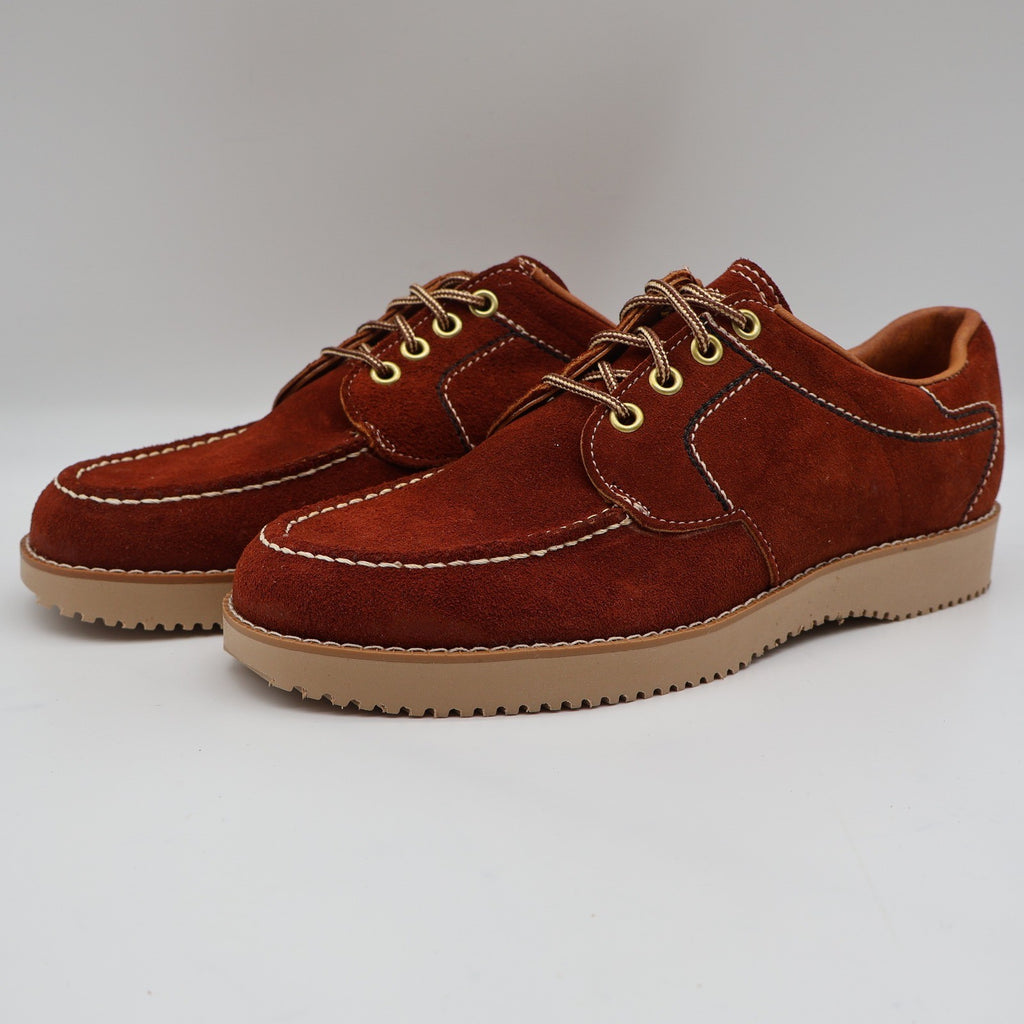 James Pepper Oxford Shoes Mens 5.5 D Vintage Rust Brown Suede Moc Toe - take2supply