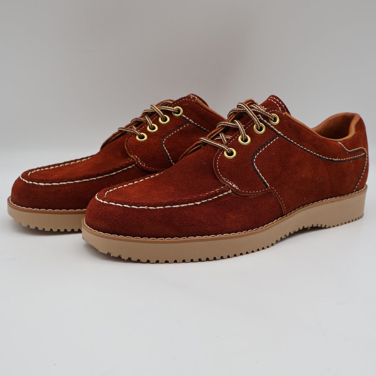 James Pepper Oxford Shoes Mens 5.5 D Vintage Rust Brown Suede Moc Toe - take2supply