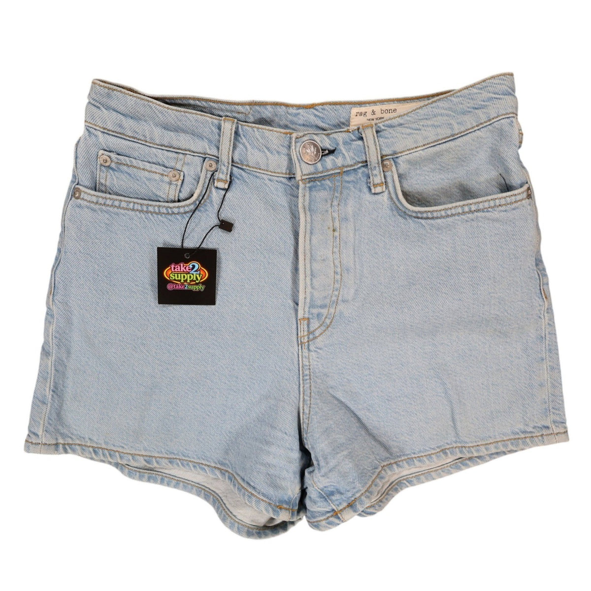 Rag And Bone Maya High Rise Womens Blue Denim Shorts Size 26