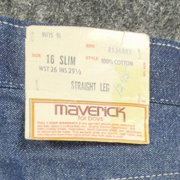 Maverick Jeans Boys 16 Slim Vintage 70s 80s Dark Wash Straight Leg Denim USA NWT - take2supply