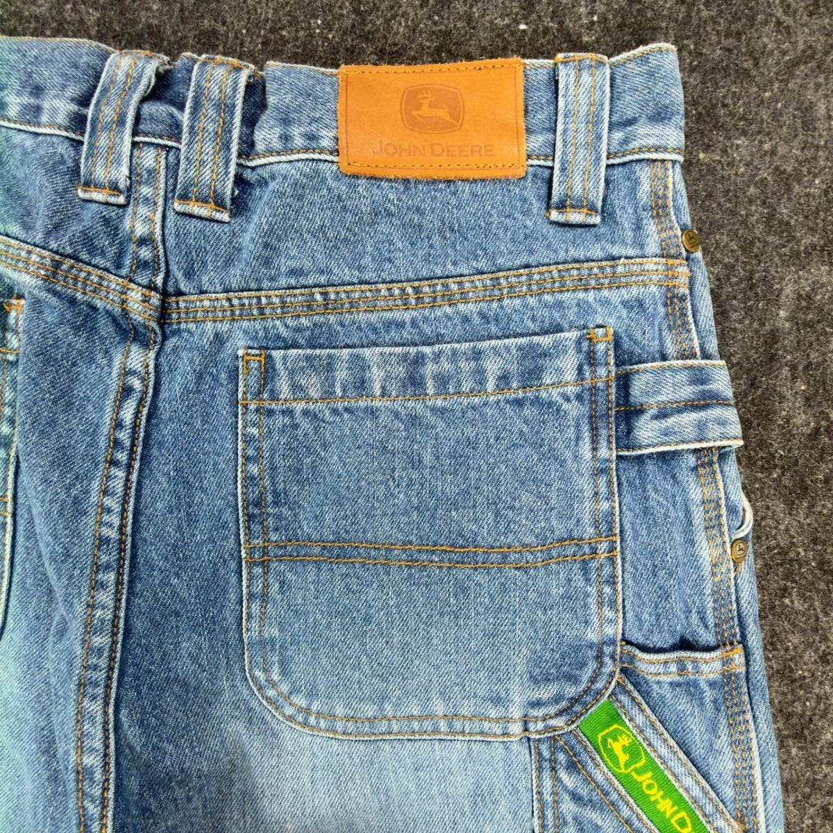 John Deere Carpenter Shorts Kids Size 16 Stone Wash Denim Blue Cotton NWT - take2supply