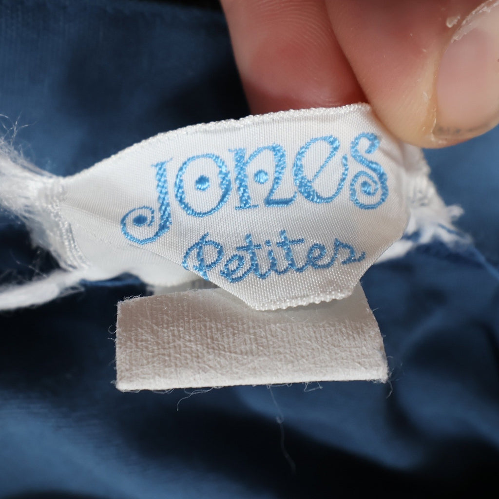 Jones Petites Skirt Womens 10 Blue Polyester Cotton A-Line Vintage Belted - take2supply