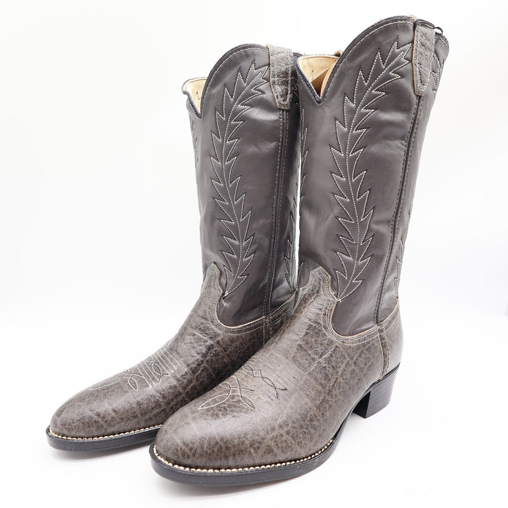 Acme 80s Western Boots Youth 3.5 D Grey Elephant Print Leather NIB 2395 Vintage - take2supply