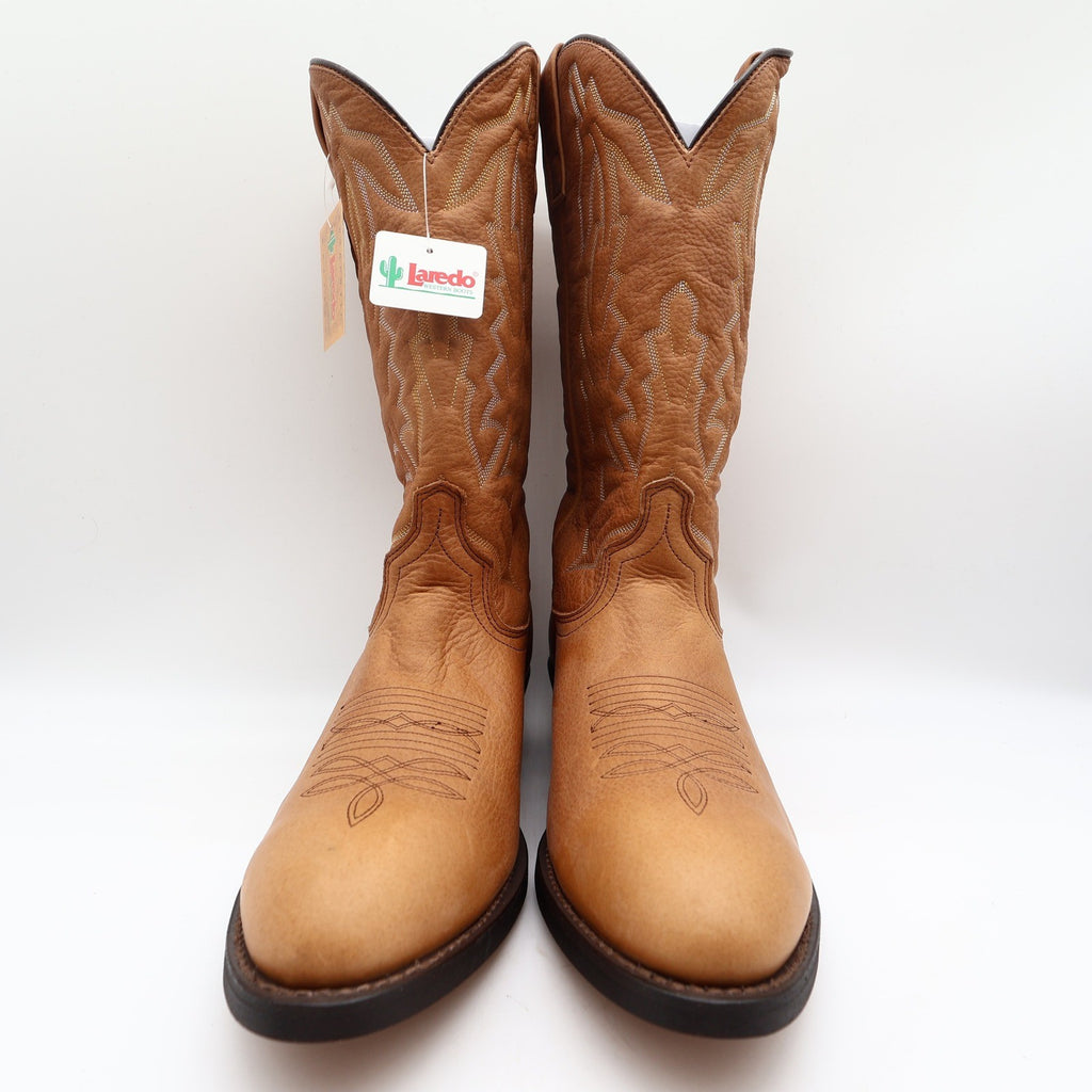 Laredo Western Cowboy Boots Mens 10 EW Leather Walnut Deertan 68372 NWT Box - take2supply