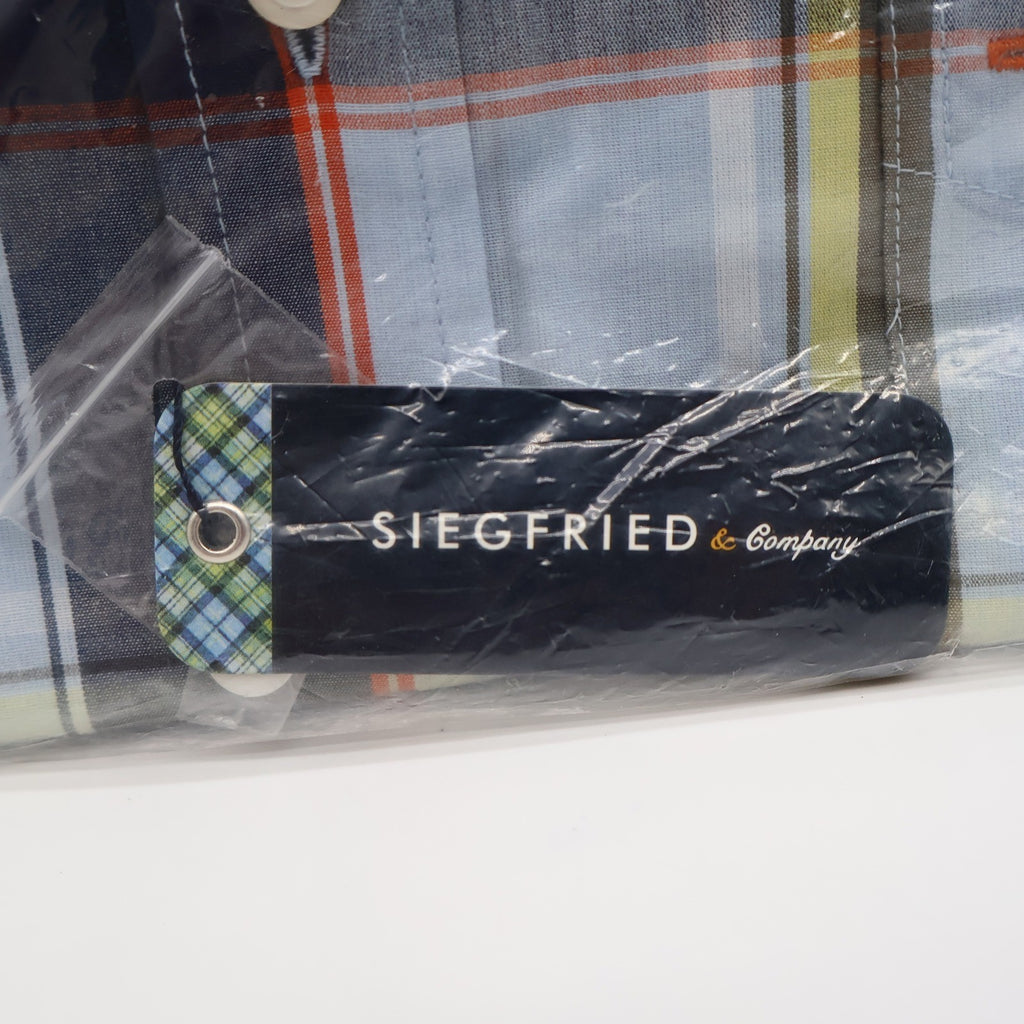 Siegfried & Company Plaid Button Down Shirt Mens Large Navy Blue Cotton NWT - take2supply