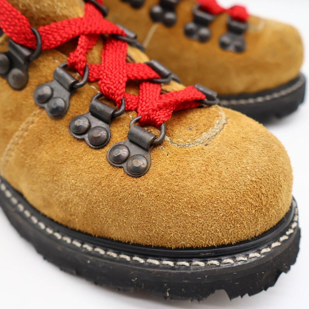 Lasco Mountain Climber Boots Size 4.5 Vintage Tan Suede Red Laces Deadstock - take2supply