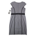 Sequin Hearts Sheath Dress Womens 13 Gray Black Trim Cap Sleeve Career Bodycon - take2supply