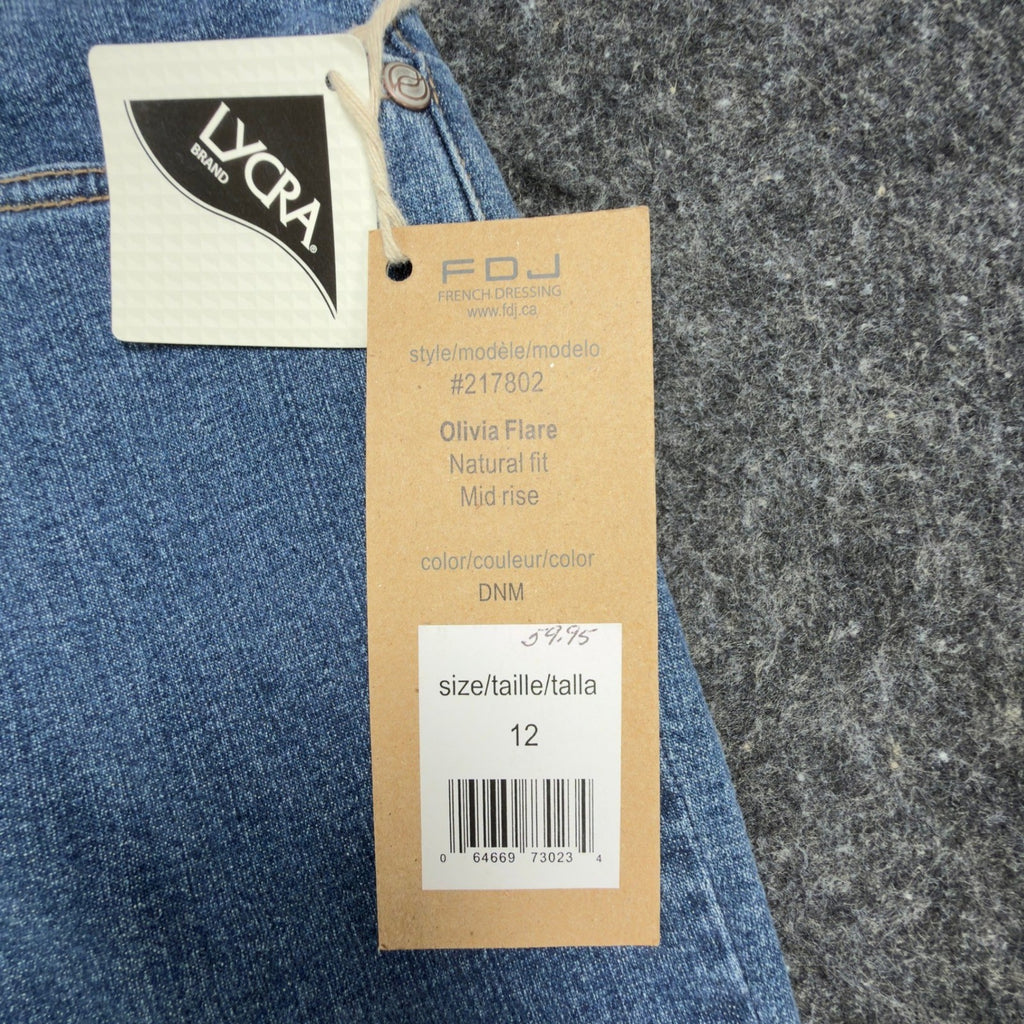 FDJ Olivia Flare Jeans Women 12 Blue Stretch Mid Rise Denim NWT New - take2supply