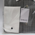 Domani Collection Dress Shirt Mens 16.5 34/35 Grey Grid French Cuff Contrast - take2supply