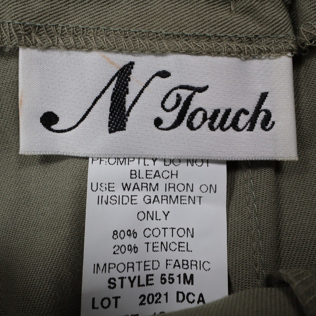 N Touch Pants Womens 10 Green Cotton Tencel Elastic Back Straight Leg 551M NWT - take2supply