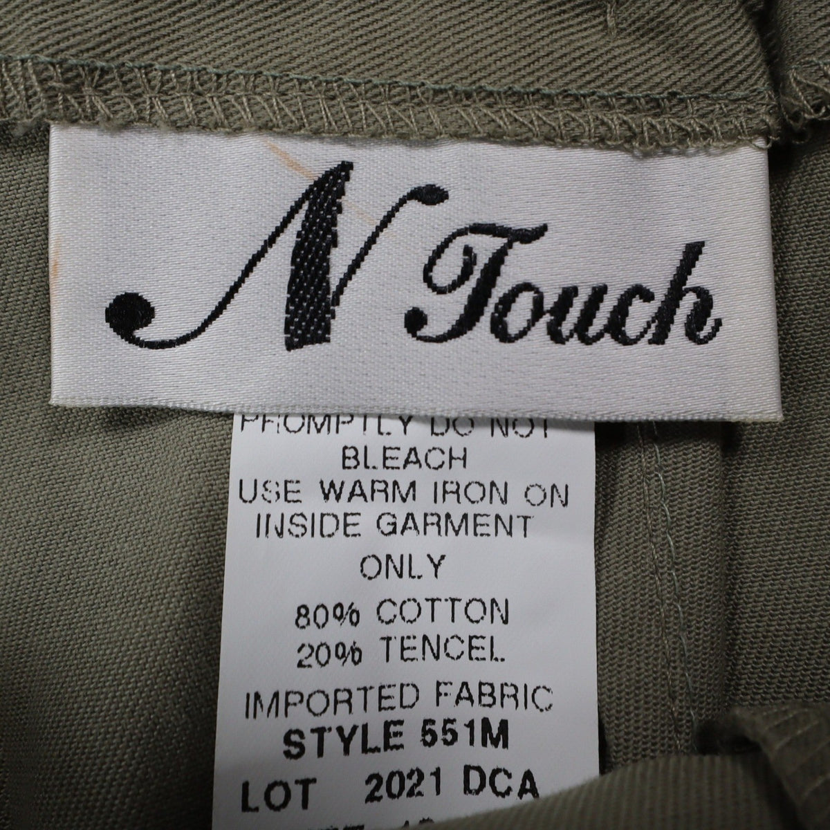 N Touch Pants Womens 10 Green Cotton Tencel Elastic Back Straight Leg 551M NWT - take2supply