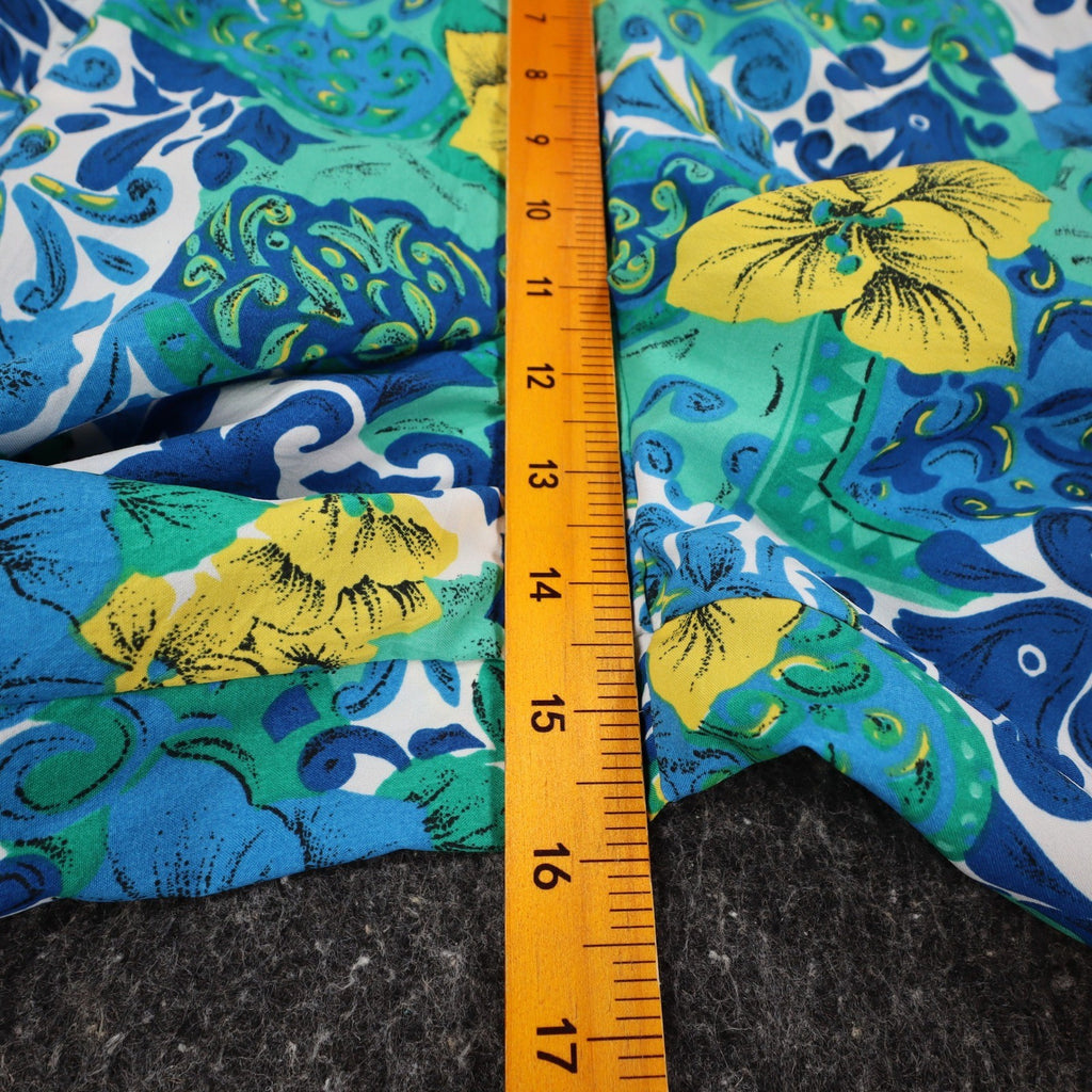 D.K. GOLD Floral Paisley Shorts Womens Medium Vintage 90s Blue Green Made in USA - take2supply