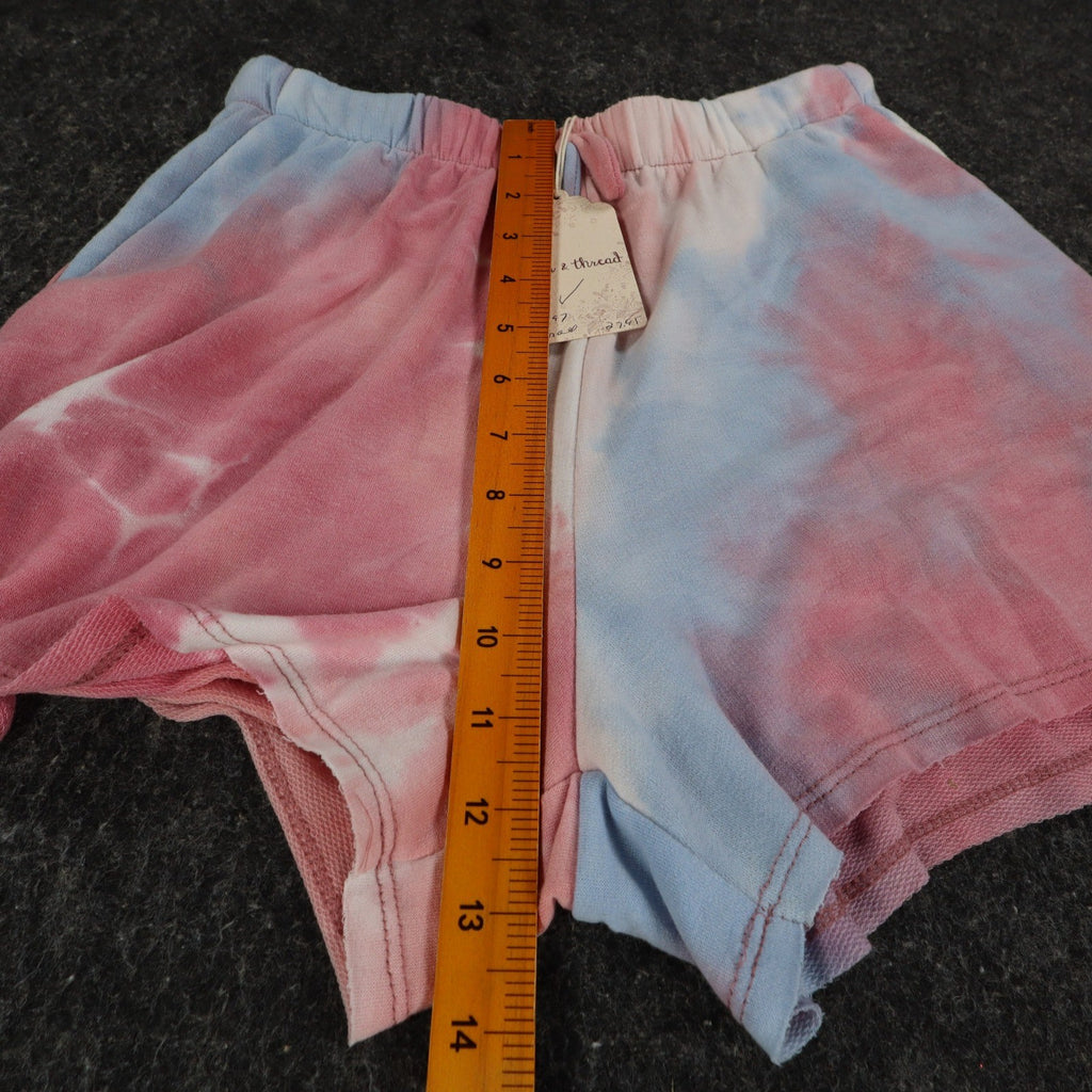 Hem & Thread Shorts Womens Small Pink Blue Tie Dye Elastic Waist Lounge 30197 - take2supply