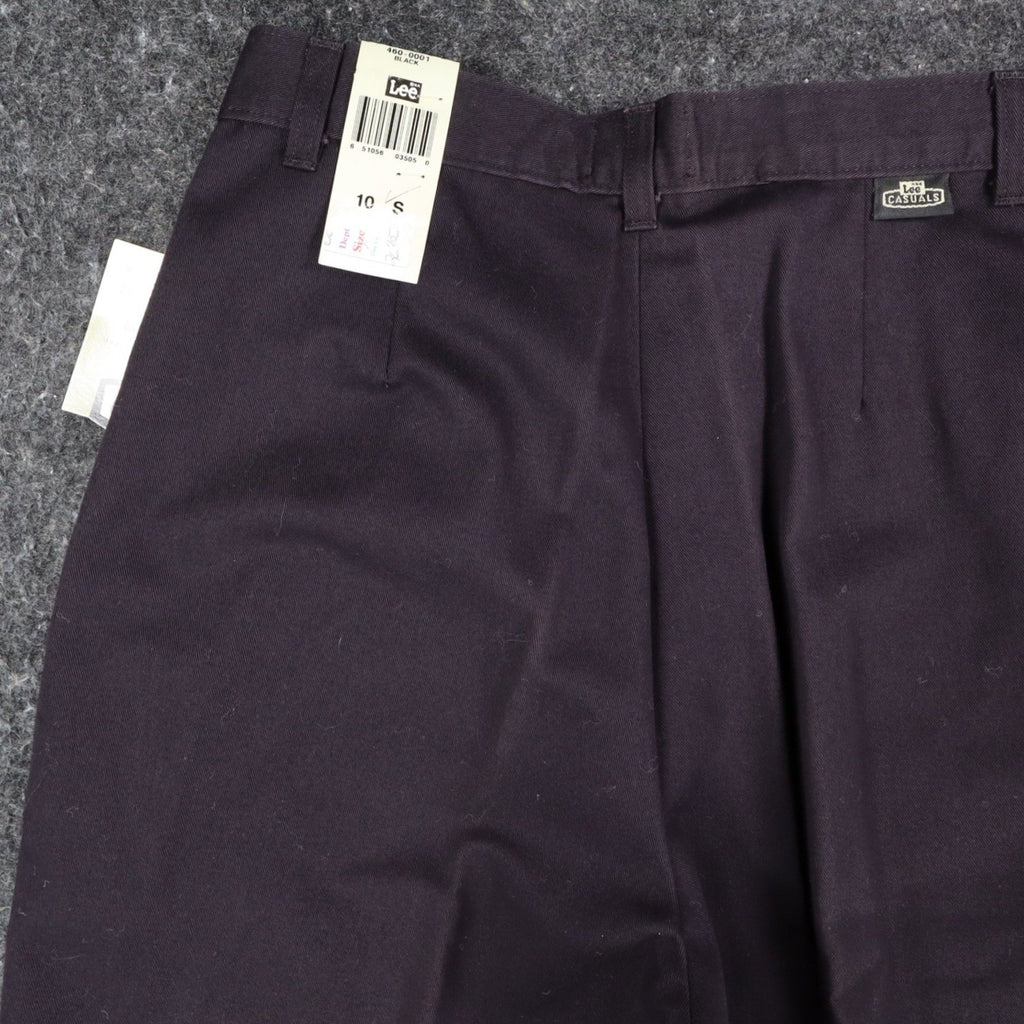 Lee Casuals Pleated Trousers Womens 10 Short Black Cotton Wrinkle Free NWT - take2supply