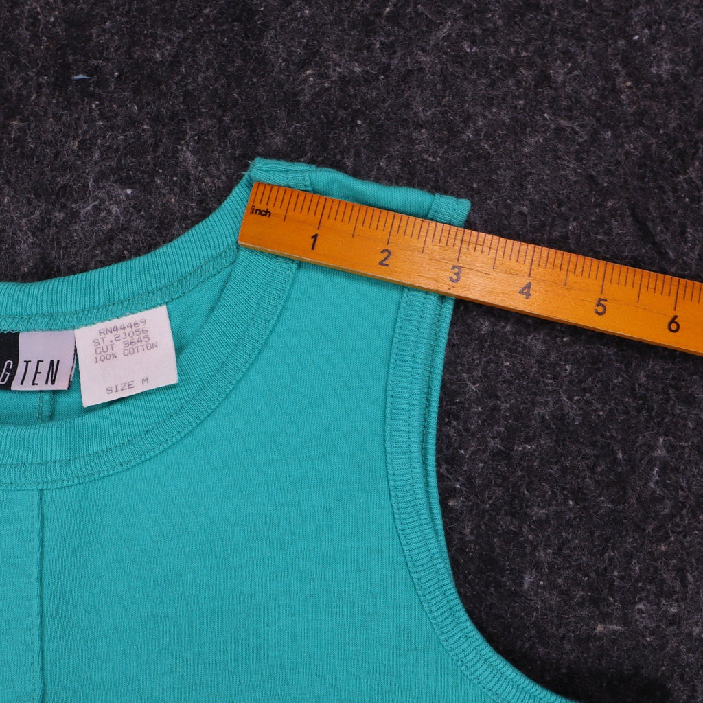 Hang Ten A-Line Tank Dress Medium Vintage 90s Teal Green Cotton Made in USA NWT - take2supply