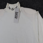 Lucia Mock Neck Top Womens Small Vintage 90s Ivory Embroidered Deadstock NWT - take2supply