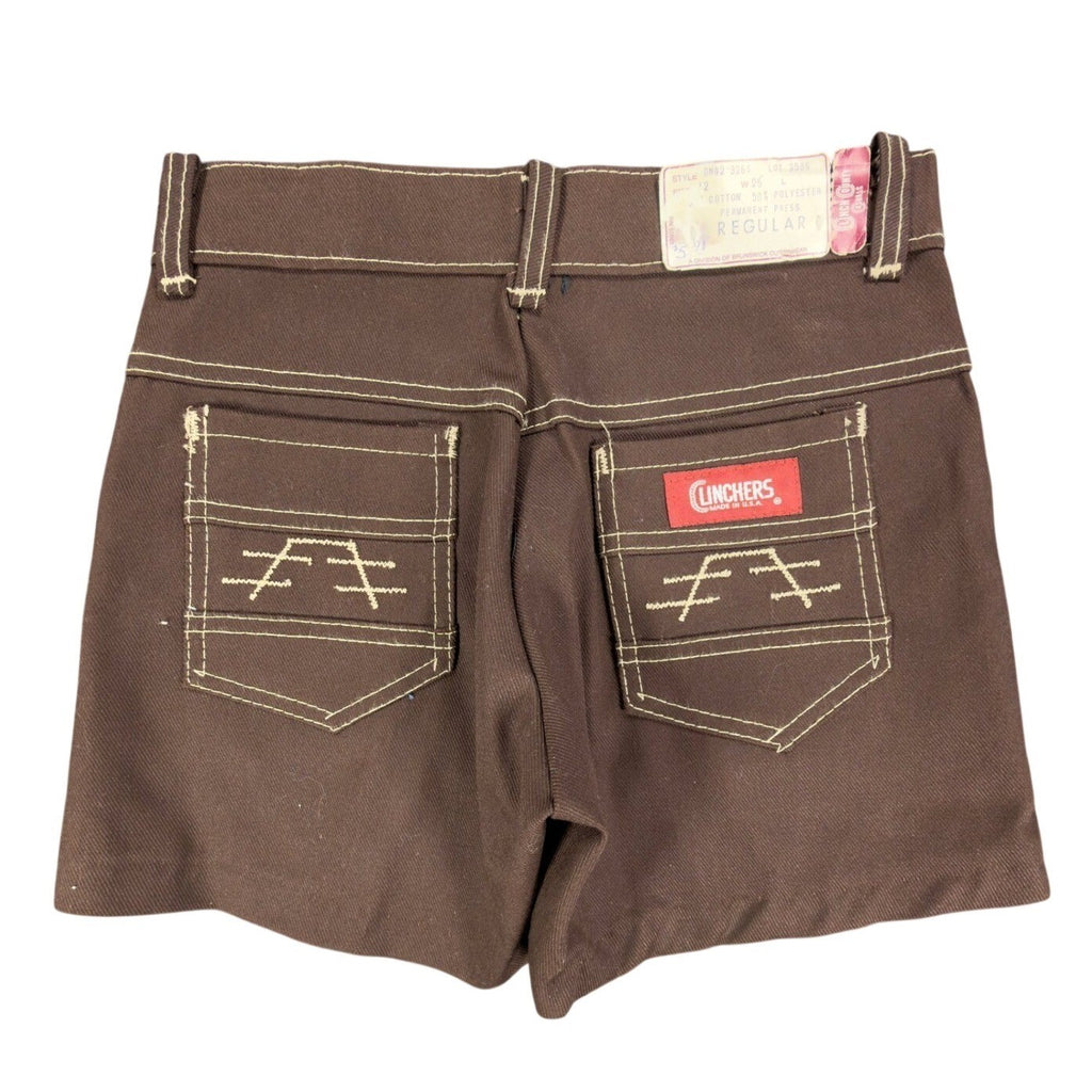 Linchers Vintage 70s Twill Shorts Mens W26 Brown Cotton Blend NWT Deadstock - take2supply
