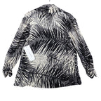 Erin London Cardigan Small Black Cream Palm Leaf Ruched Sleeve Open Front NWT - take2supply