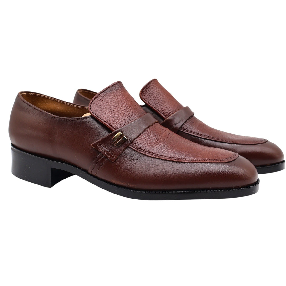 Barclay Loafers Mens 7.5 D Vintage Brown Leather Slip On Dress Shoes 95182 - take2supply