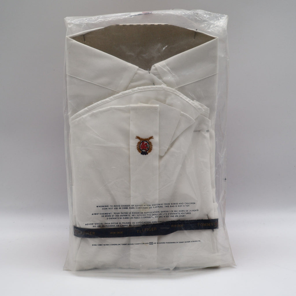 Tommy Hilfiger Shirt Boys 6 White Non Iron Cotton Long Sleeve Crest Cuff NWT - take2supply