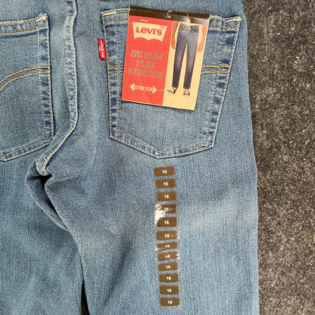Levi's 511 Slim Flex Stretch Jeans Boys Size 16 Reg 28x30 Light Wash Blue NWT - take2supply