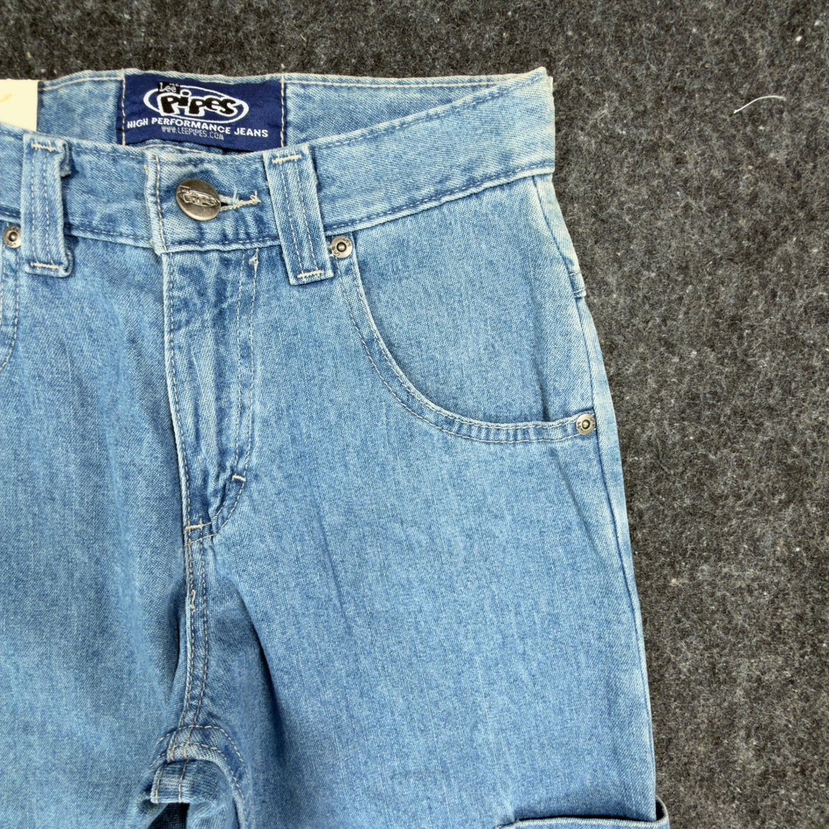 Lee Pipes Y2K Extreme Super Wide Leg Jeans Boys XS Blue Denim NWT Vintage Skater - take2supply