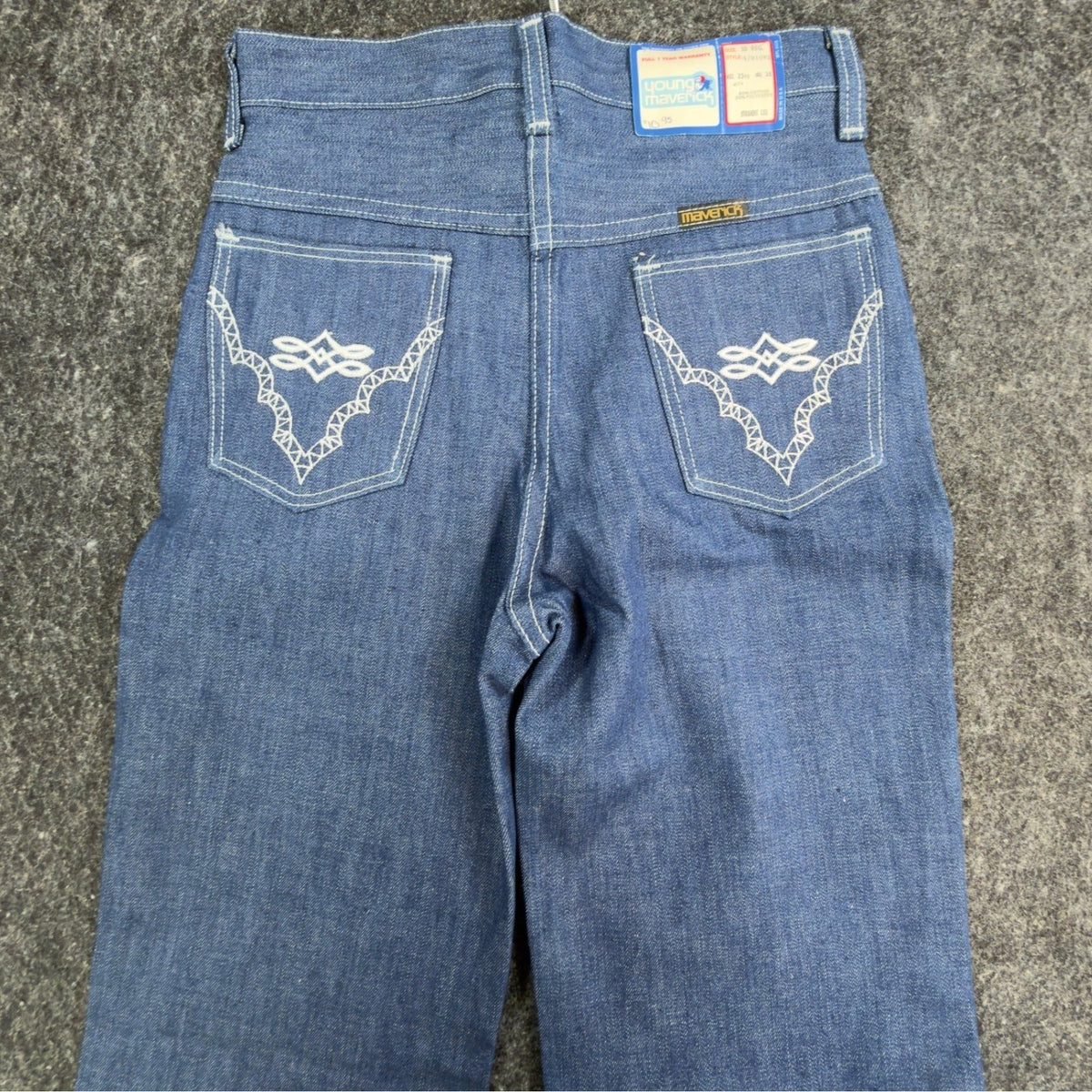 Young Maverick Girls 10 Blue Cotton Blend Straight Leg Embroidered Jeans - take2supply