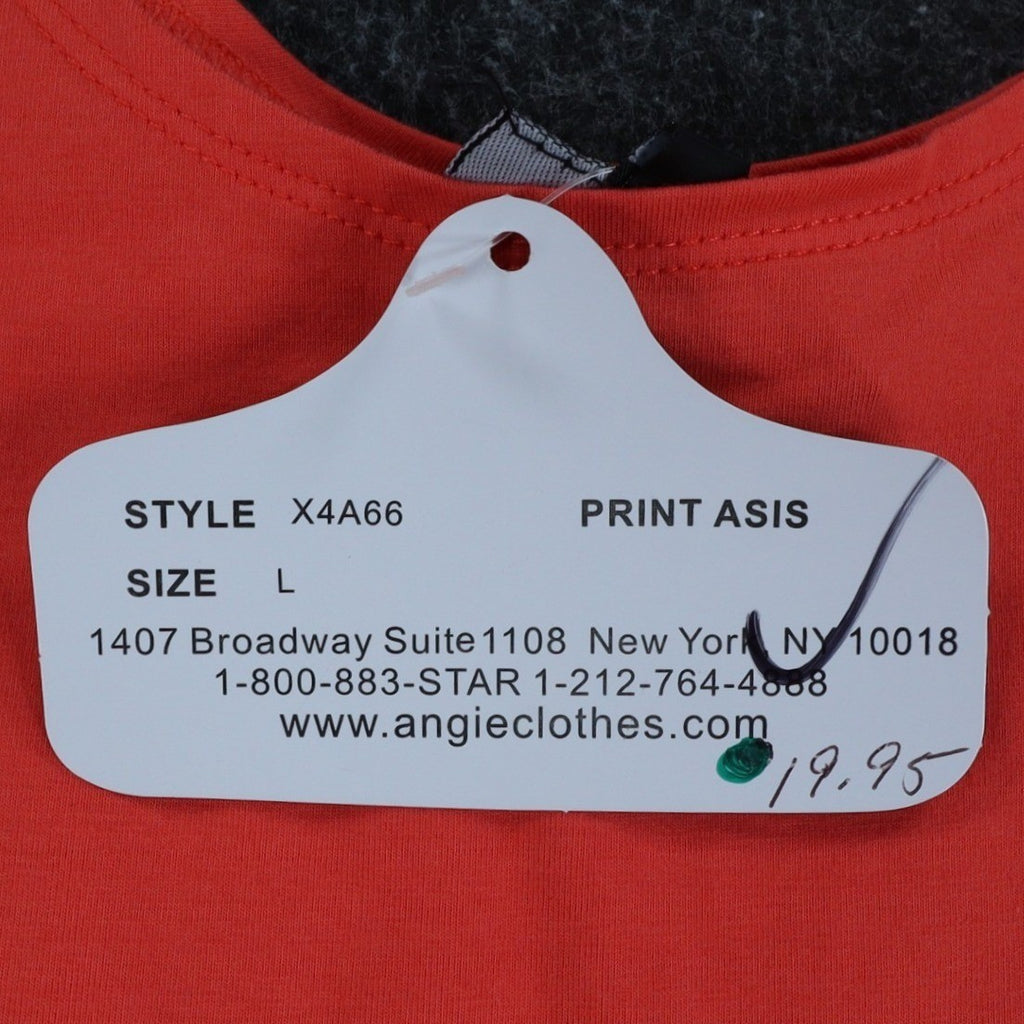 Angie Dress Large L NWT Orange Cotton Spandex Fit Flare Sleeveless C795 - take2supply