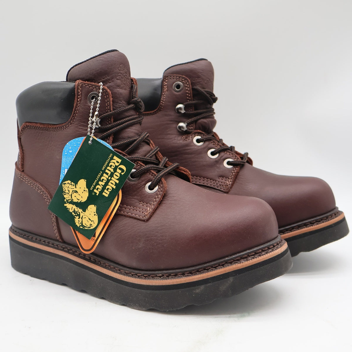 Golden Retriever Work Boots Mens 9 Waterproof Brown Leather 6" Wedge Sole 2901 - take2supply