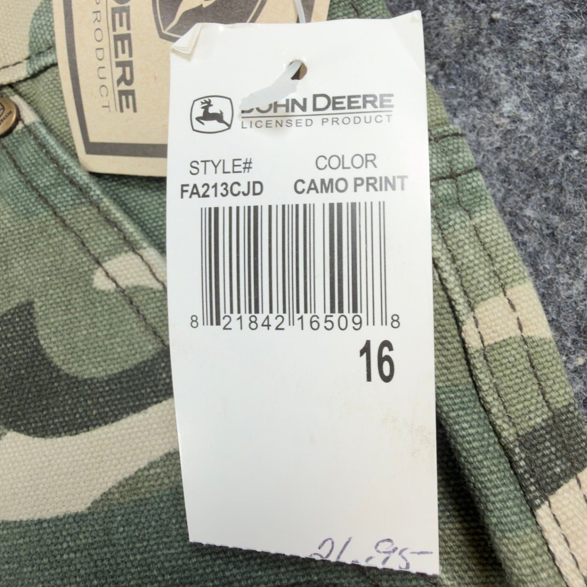 John Deere Carpenter Pants Boys 16 Y2K Camo Cotton Canvas Workwear Deadstock NWT - take2supply