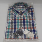 Cotton Traders Plaid Shirt Mens Medium Royal Blue Orange Check Button Down NWT - take2supply