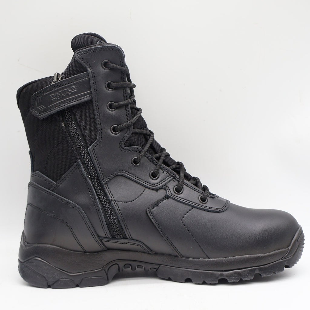 Battle Ops Tactical Boot Mens 10.5 Waterproof Side Zip Black Leather BOPS8001 - take2supply