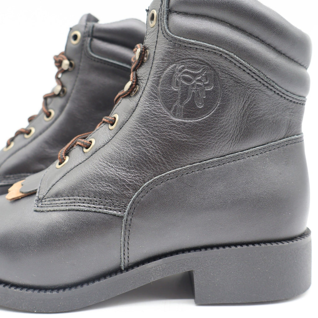 American West Saddle Brand Kiltie Boots Womens 7.5 Black Leather Vintage 2003 - take2supply
