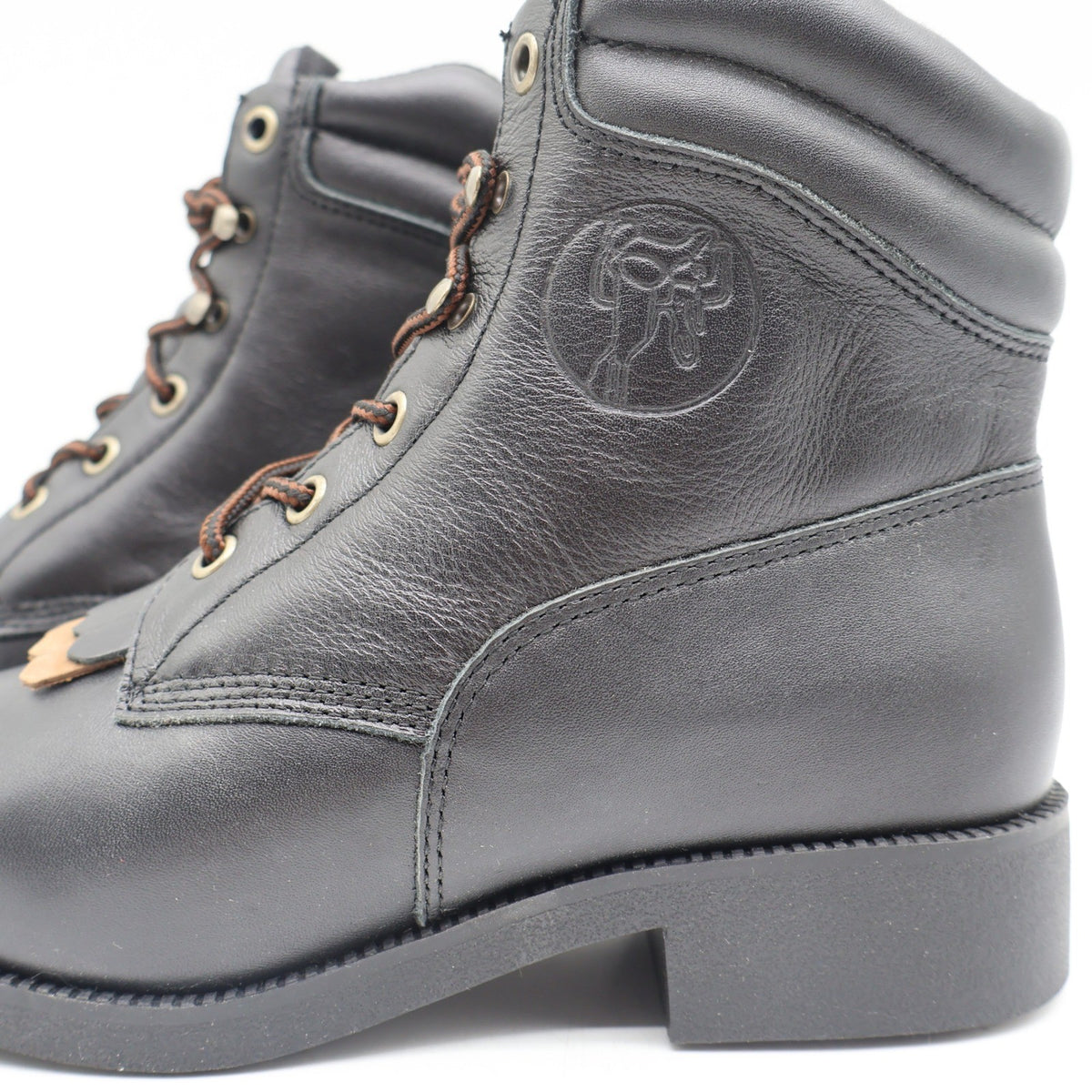 American West Saddle Brand Kiltie Boots Womens 7.5 Black Leather Vintage 2003 - take2supply