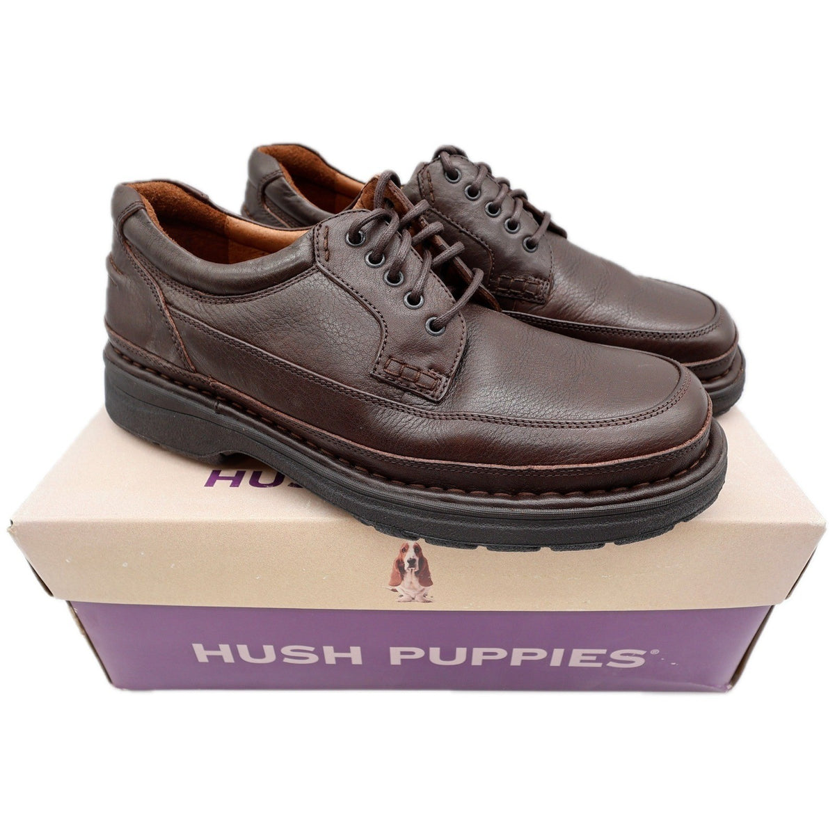 Hush Puppies Summit Persimmon Mens 9 M Brown Leather Casual Derby Shoes 14191 - take2supply