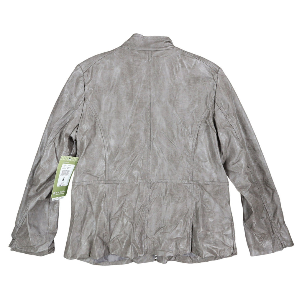 Erin London Jacket Womens Medium Gray Faux Croc Embossed Zip Front Mock Neck NEW - take2supply