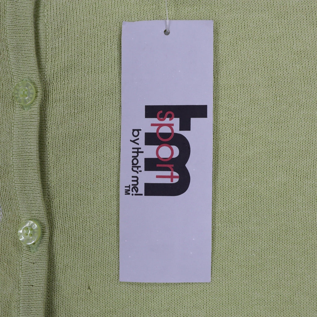 TM Sport That's Me Cardigan Sweater Womens Small Green Embroidered Ramie NWT - take2supply