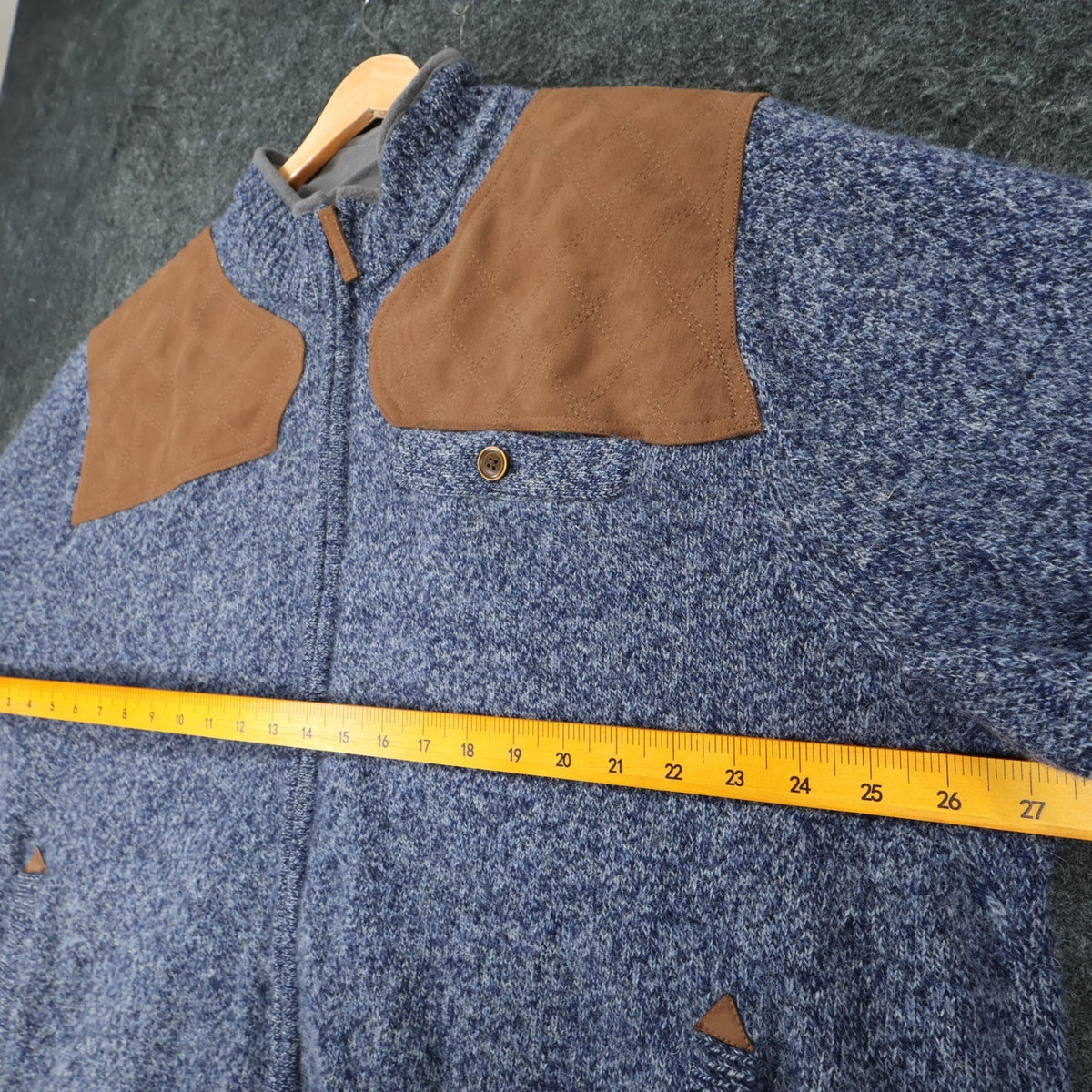 Duluth Trading Co Shetland Wool Windproof Zip Sweater Mens 2XL Blue Quilted - take2supply