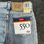 Levis 550 Jeans Boys 11 Slim Vintage 90s Light Acid Wash Denim Made in USA NWT - take2supply