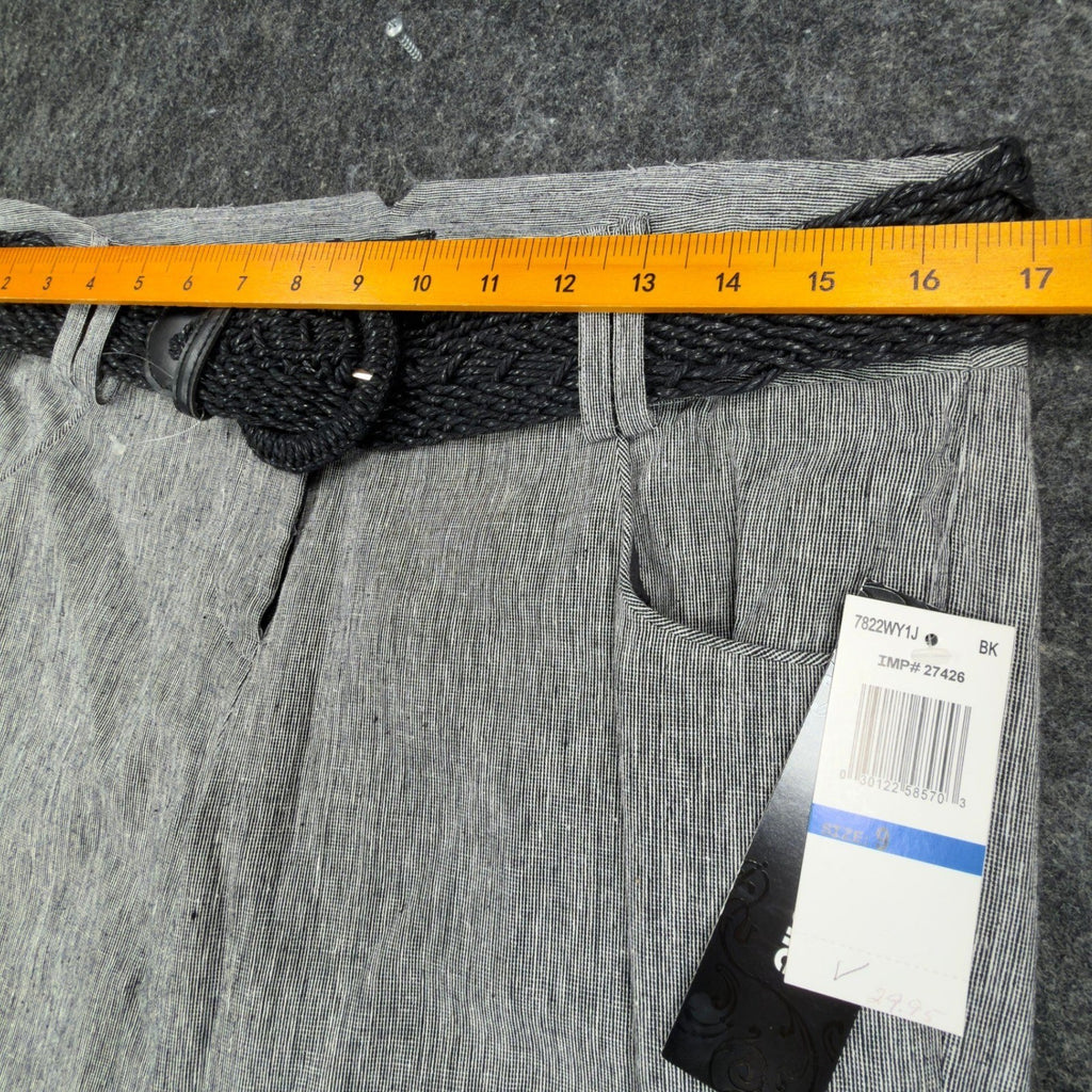 my michelle Y2K Wide Leg Trousers Womens 9 Gray Linen Cotton NWT C704 - take2supply