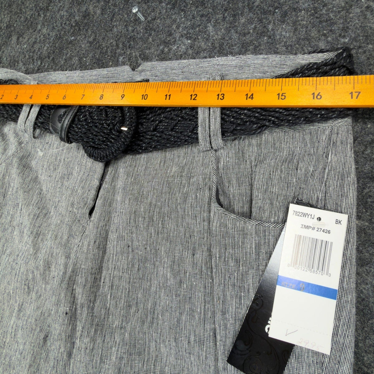 my michelle Y2K Wide Leg Trousers Womens 9 Gray Linen Cotton NWT C704 - take2supply