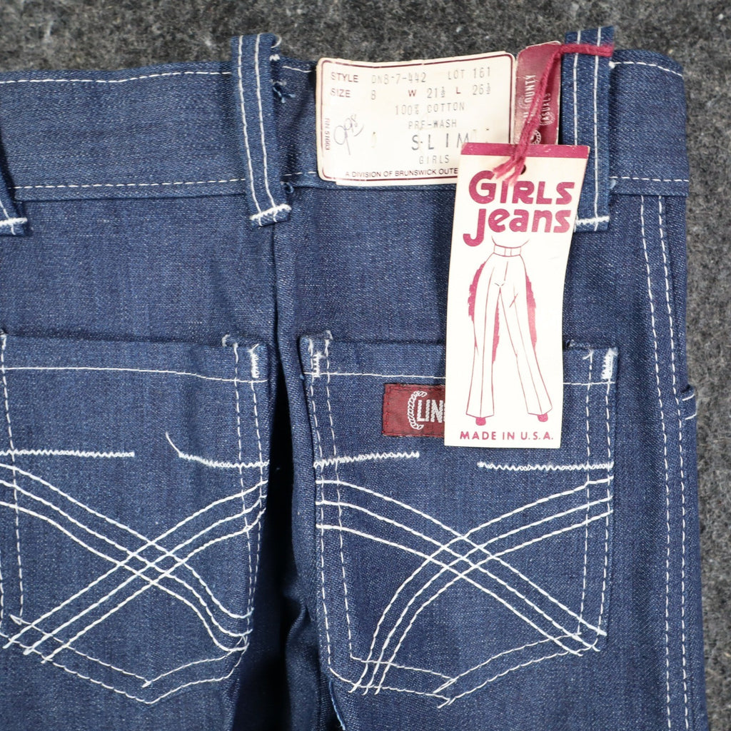 Vintage Clinchers Girls Jeans 8 Slim Blue Flare Leg USA Cotton NWT - take2supply