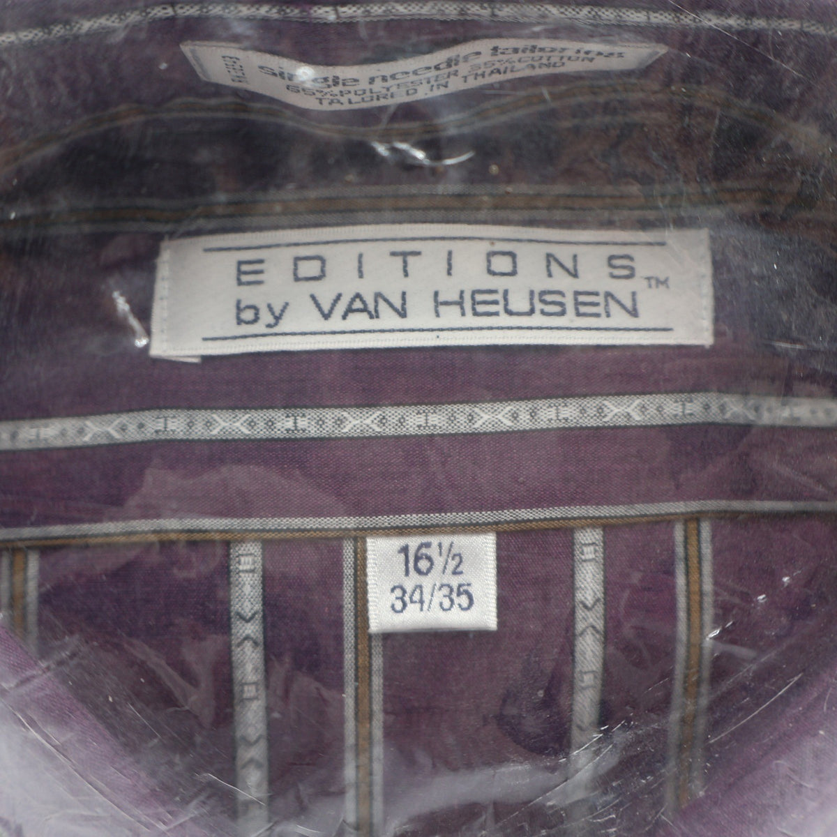 Van Heusen Editions Dress Shirt Mens 16.5 34/35 Purple Geometric Stripe New - take2supply