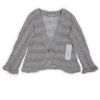Erin London Cardigan Womens Small Stone Metallic Eyelash Fuzzy Knit Bell Sleeve - take2supply