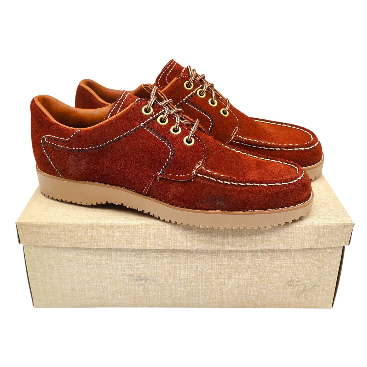James Pepper Vintage 60s 70s Moc Toe Oxford Shoes Mens 6D Rust Suede Deadstock - take2supply